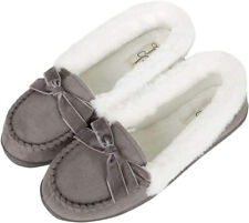 Jessica Simpson Moccasin Slippers Womens S Small 6-7 Gray White Sherpa Lined
