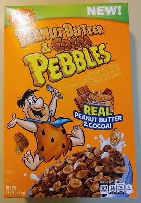 全新未拆封 2019 年 Post 花生酱和可可鹅卵石谷物 11 盎司 Flintstones 罕见 — 第 1/4 张图片