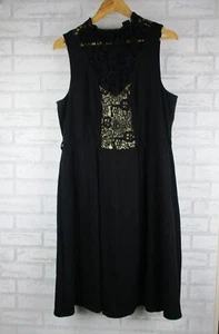 City Chic womens pencil dress black lace nude lining M 18 sleeveless - Picture 1 of 10