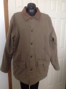 Vintage Columbia Mens L Heavy Canvas Lined Hunting Jacket Leather Collar Game - Picture 1 of 8