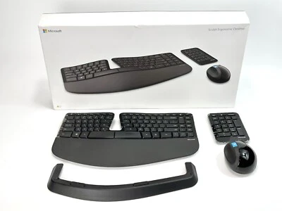 Microsoft L5V-00001 Sculpt Ergonomic Desktop Keyboard Mouse -Missing USB Dongle - Image 1 of 4