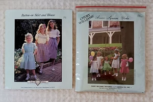 2 Chery Williams Pattern Basic Square Yoke Smocked Dress Girls Size 5-12 UNCUT - Picture 1 of 11
