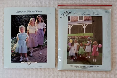 2 Chery Williams Pattern Basic Square Yoke Smocked Dress Girls Size 5-12 UNCUT - Image 1 of 4