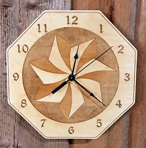 "Spannmuster 10" Wanduhr - Holz - Laser gefertigtes Geschenk" - Bild 1 von 4
