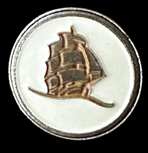 Brass Stem Golf Ball Marker with Image of a Clipper Ship ~ 3/4 Inch Ball Marker - Picture 1 of 4