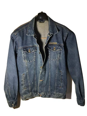 Vintage 90’s Aladdin Las Vegas Mens M Denim Trucker Jacket w/ Large Graphic Back - Image 1 of 4