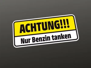 5 x ACHTUNG! Nur Benzin tanken - Tankdeckel Aufkleber PKW Auto Warnung Sticker - Bild 1 von 1