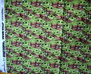 STAR WARS MANDALORIAN YODA PACKED 100% COTTON FABRIC 31X43 INCHES - Picture 1 of 3