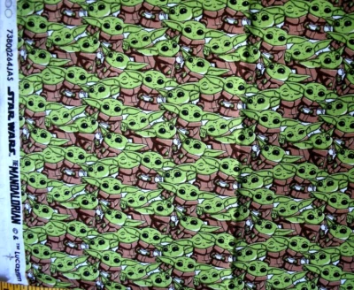 STAR WARS MANDALORIAN YODA PACKED  100% COTTON FABRIC  31X43 INCHES - Image 1 of 3