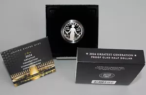2024 S Greatest Generation Proof Half Dollar 50c Coin Commemorative Box and COA - Picture 1 of 7