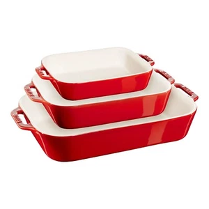 Staub Ceramique Ofenformenset, 3-tlg rechteckig Kirsch-Rot Keramik kratzfest - Bild 1 von 4