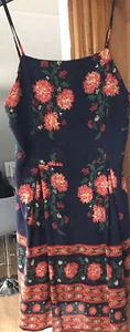 KLR LADIES BLUE FLORAL DRESS ADJUSTABLE STRAPS BACK ZIPPER IMMACULATE - Picture 1 of 9