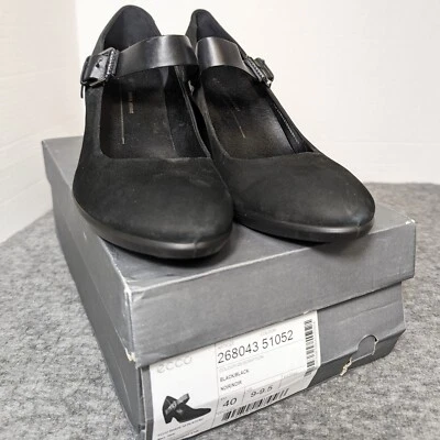 Zapato Tacones Mary Jane Forma Ecco 55 Plateau Negro Gamuza EE. UU. Talla 9-9.5 NUEVO Foto 1 de 4