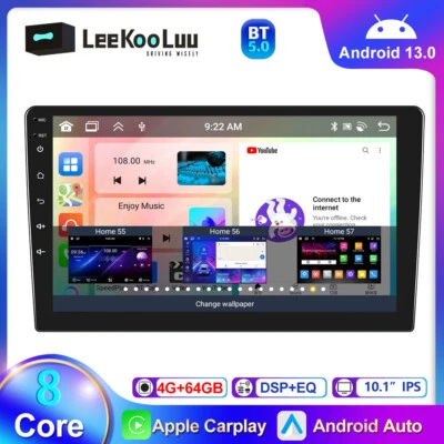 LEEKOOLUU 10" 4G+64G 8 Core Android 13.0 2 Din Car Stereo Radio CarPlay GPS Navi DSP WIFI