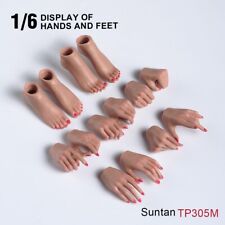 7Pairs Makeup 1:6 Female Soldier Suntan Skin Hands&Foot For 12'' Figure TBL Body