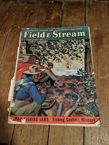 FIELD & STREAM NEW FISHING LAWS APRIL 1948 MAGIZINE VTG RARE AD SPORTS SPORTSMAN - Picture 1 of 5