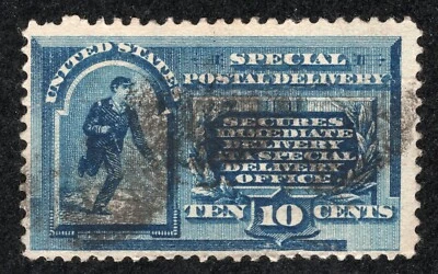 US Stamp Scott #E1 Used, 10 cent, Special Postal Delivery, Blue, #1 - Image 1 of 2