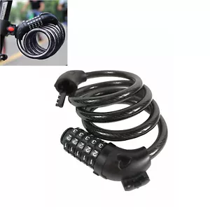 5 Digit Black Combination Password Bicycle Cable Chain Lock Steel Wire+ABS+PVC - Picture 1 of 17