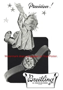 Póster Breitling Cronógrafo Precisión Suiza Suiza Vintage Impresión Arte de Pared - Imagen 1 de 4