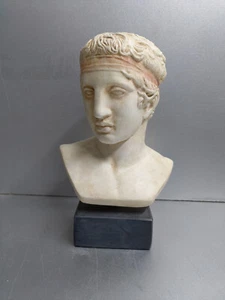 Ancient greek Athlete sculpture statue bust on black marble base - Picture 1 of 1