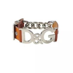 Dolce & Gabbana D&G Bracelet Brown Leather Silver Chain - Picture 1 of 9