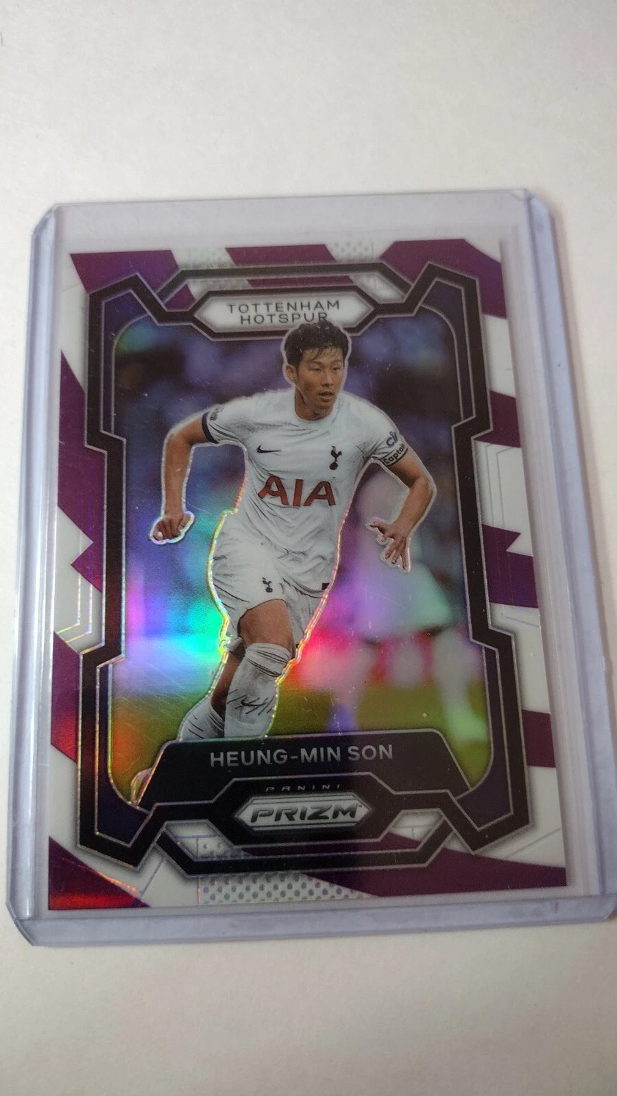 2023-24 Panini Prizm Premier EPL Heung-Min Son Purple White Stripes /92