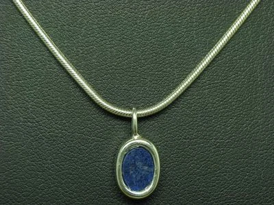 925 Argento Sterling Collana Pendente Con Lapislazzuli Ricoperto/Esprit/43,2cm - Immagine 1 di 4