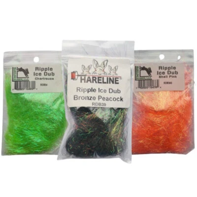 Ripple Ice Dub von Hareline Fliegenbinden Baitfisch Lange Glitzer Fasern