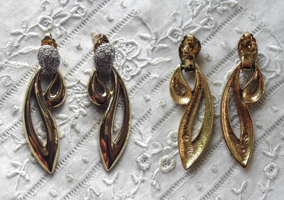 GOLDENE OHRSTECKER - KRISTALL - PIERRE LANG - WIE NEU - 4,3 cm - Bild 1 von 1