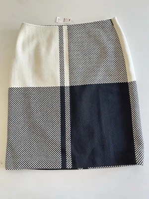 Falda Talbots Tweed Mezcla Lana Talla 10 Blanco y Negro Geométrica Oficina Carrera Foto 1 de 4