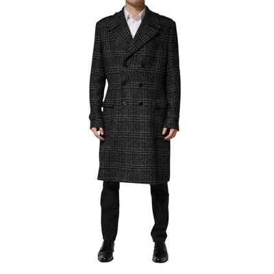 DOLCE & GABBANA Jacket Grey Double Breasted Plaid Wool Coat IT52/US42/XL 2930usd - Image 1 of 4