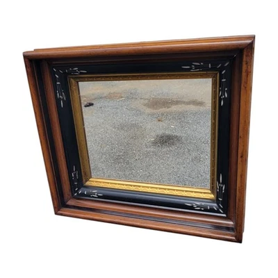 19th C American Victorian Walnut Mirror Gold Gilt Black Ebonized Frame Antique - Image 1 of 4