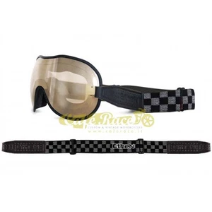 Occhiali ETHEN maschera 112 CAFE RACER lente Brown Elastico a scacchi vintage - Picture 1 of 3