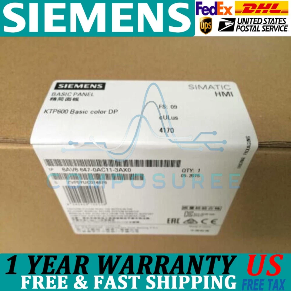1 New Siemens 6AV6647-0AC11-3AX0 SIMATIC HMI KTP600 6" Panel 6AV6 647-0AC11-3AX0 - Image 1 of 1