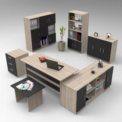 Arredo ufficio moderno completo rovere nero Task-11