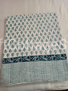 Unique Indian Cotton Hand Block Print Quilt Throw Kantha King Size Bedspread - Picture 1 of 17