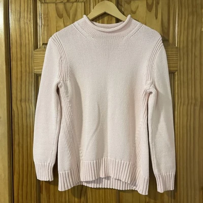 J Crew Always Oarsman Fisherman Rollneck Sweater Medium Pink Cotton 90s Y2K - Image 1 of 4