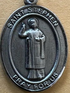 St. Stephan der Märtyrer Medaille für Männer - .925 Sterling Silber Oval Glückseligkeit 2,62 G - Bild 1 von 21
