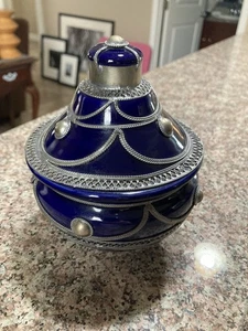 Vintage Marokkanische Kobaltblau Keramik Glasur Filigran Vase - Bild 1 von 6