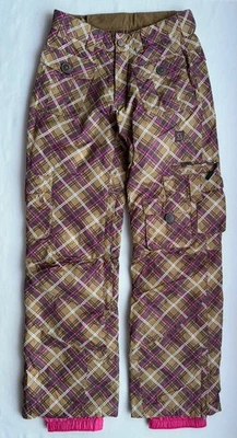 SIMS女式XS棕色粉红色格子填充货物滑雪滑雪板裤  — 第 1/4 张图片