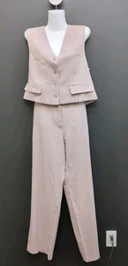 My Place Sleeveless Vest & Wide Leg Pants 2Pcs Women Suit Set Size G Dusty Pink - Picture 1 of 8