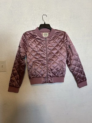 Ashley By 26 International Girls Purple Quilted Bomber Jacket Size Large - Image 1 of 4