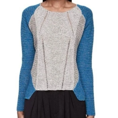 Suéter Helmut Lang Talla XS Melange Colorblock Tejido Abierto Azul Gris Foto 1 de 4