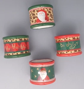 Juego de 4 servilleteros de Papá Noel decorados con Navidad - Imagen 1 de 8
