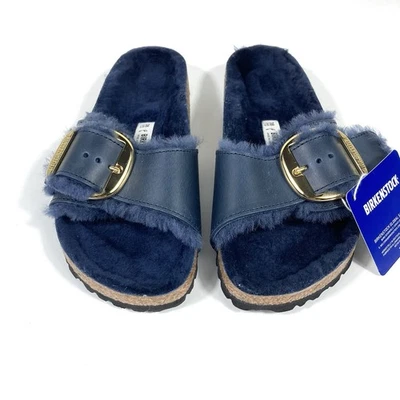 Birkenstock Madrid Big Buckle 正品剪羊毛凉鞋 午夜 36 37 38 40 全新 — 第 1/4 张图片