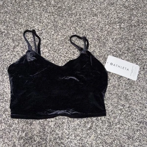 Athleta Elation Velvet V-neck Bra XS A-C Black NWT No Padding - Picture 1 of 7