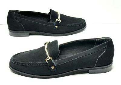 Walking Cradles Black Leather Loafers WREN Gold Strap Women’s Size 9 US NEW!! - Image 1 of 4