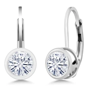 925 Sterling Silver White Moissanite Dangle Earrings For Women (1.00 Cttw, 5MM) - Picture 1 of 4