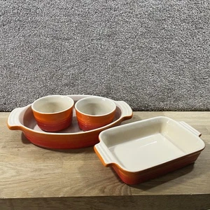 Le Creuset Auflaufförmchen x 2 und x 2 Servierschale - Volcanic Orange - Bild 1 von 12