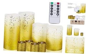 Bemoment Gold Dot LED Flameless Candles - 8pc Set (4S, 2M, 2L) with Remote - - Picture 1 of 8